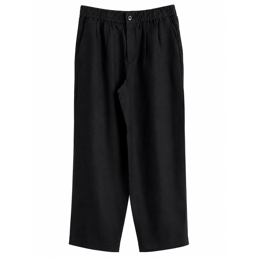 Madewell Linen Black Straight Leg Pants Sz Small NWT Elastic Waist MSRP $68